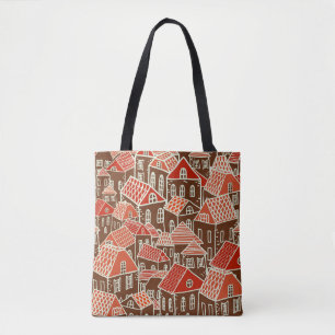 Vintage City Gebäude Nahtloses Muster Tasche