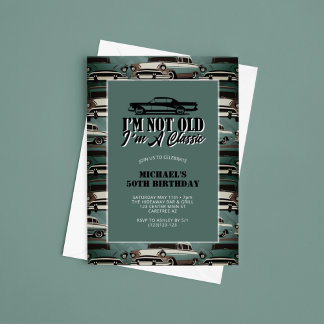 Vintage Classic Cars 50. Geburtstag Einladung