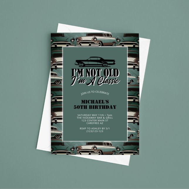 Vintage Classic Cars 50. Geburtstag Einladung (Von Creator hochgeladen)