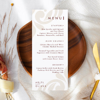 Vintage Classic Chic Typography Burgundy Wedding Menükarte