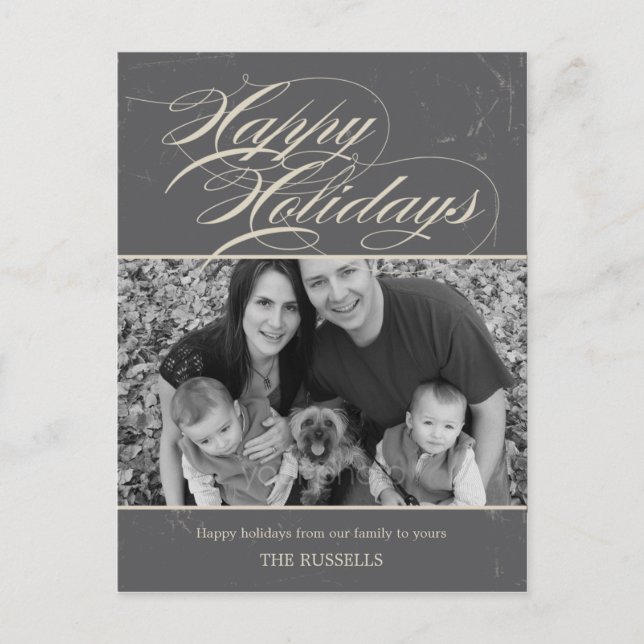 Vintage Classic Holiday Foto Card Postkarte (Vorderseite)