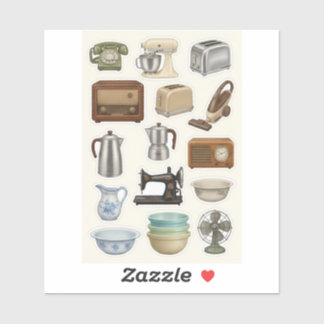Vintage Classic Home Appliances Sticker Sheet