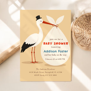 Vintage Classic Storch Special Delivery Babyparty Einladung