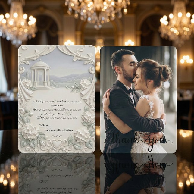 Vintage Classical Cream Hydrangea Romantic Photo Dankeskarte (Von Creator hochgeladen)