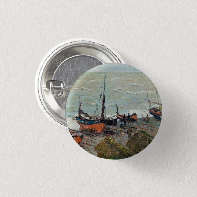 Vintage Claude Monet Fischerboote Button (Vorne & Hinten)