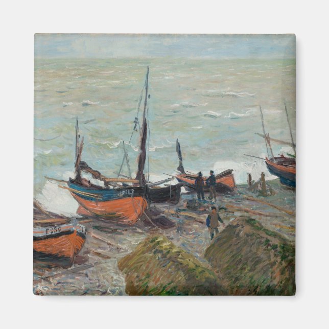 Vintage Claude Monet Fischerboote Magnet (Vorne)