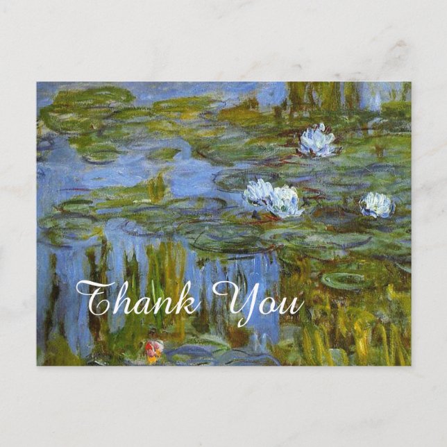 Vintage Claude Monet Wasserlilie danke Postkarte (Vorderseite)