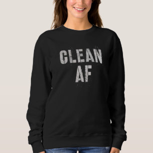Vintage CLEAN AF Drogenfrei Aufräumteam Nüchtern Sweatshirt