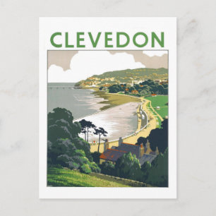 Vintage Clevedon Reiseplakat Postkarte