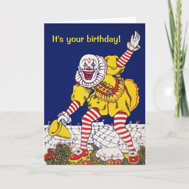 Vintage Clowgrußkarte Feiertagskarte (Vorderseite)