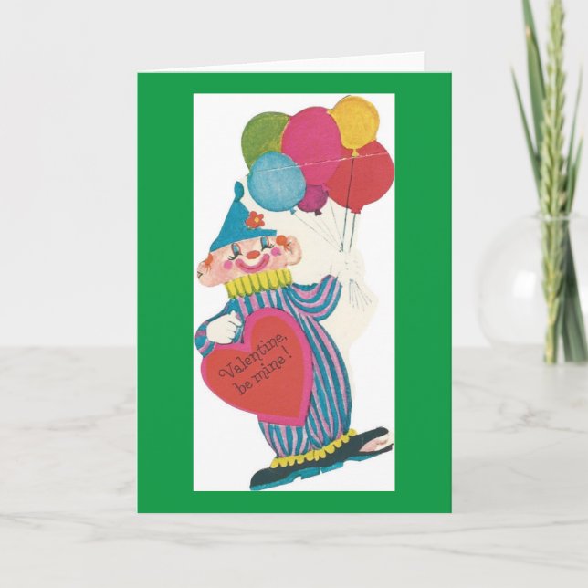 Vintage Clown Valentine Feiertagskarte (Vorderseite)