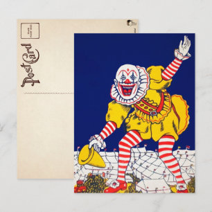 Vintage Clown-Werbepostkarte Postkarte