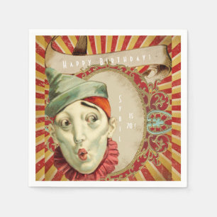 Vintage Clownausdrücke zum Geburtstag Serviette