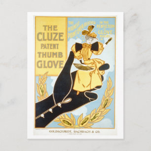 Vintage Cluze Patent Thumb Handschuhwerbung Postkarte