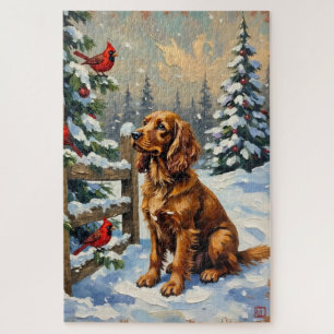 Vintage Cocker Spaniel und Kardinale Weihnachten