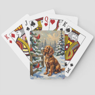 Vintage Cocker Spaniel und Kardinale Weihnachten Spielkarten