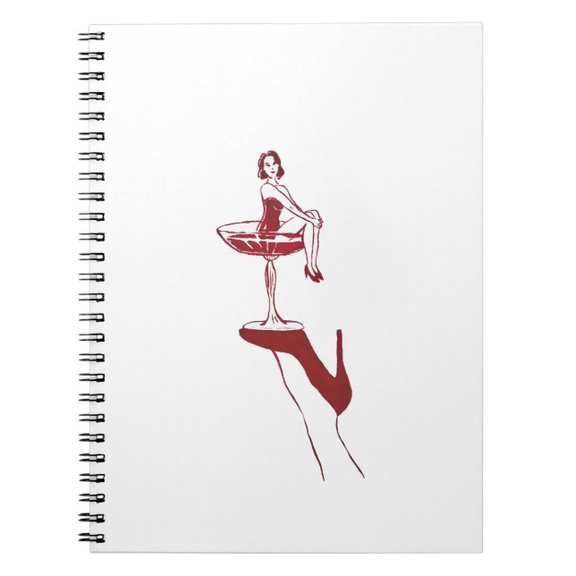 Vintage Cocktail Glass Pinup Notebook Notizblock (Vorderseite)