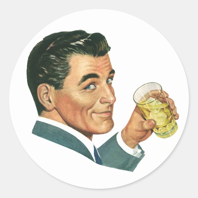 Vintage Cocktails Getränke, Getränke für Männer Runder Aufkleber (Vorderseite)