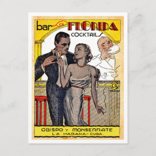 Vintage-Cocktails Kunst aus Kuba Postkarte