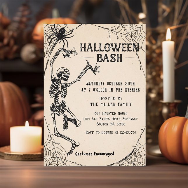 Vintage Cocktails Skelett Erwachsene Halloween-Par Einladung (Von Creator hochgeladen)