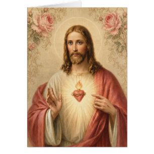 Vintage coeur religieux Jésus Anniversaire catholi