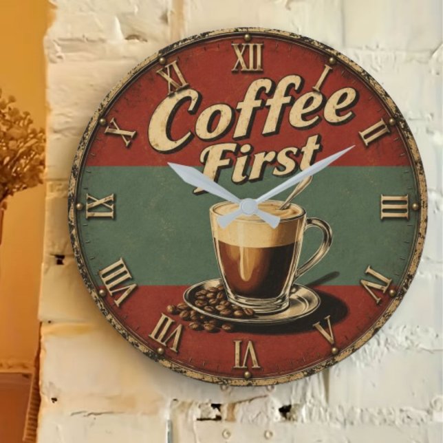 Vintage Coffee Bar  Große Wanduhr (Von Creator hochgeladen)