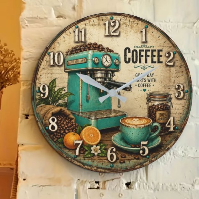 Vintage Coffee Große Wanduhr (Von Creator hochgeladen)
