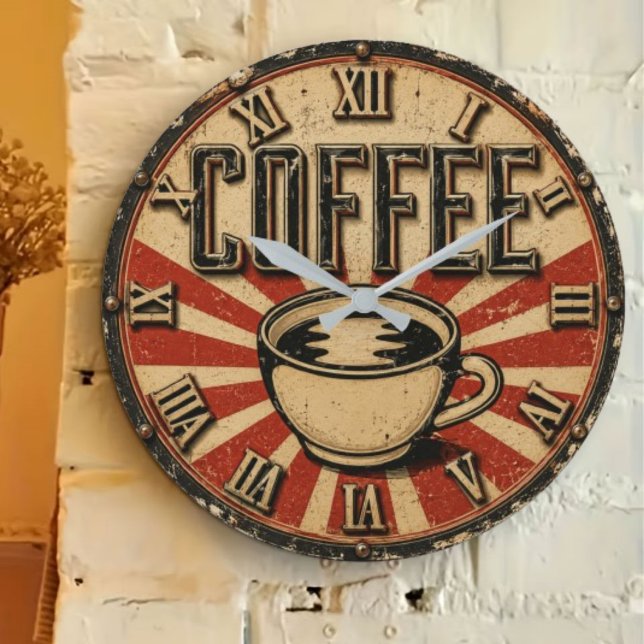 Vintage Coffee Retro Große Wanduhr (Von Creator hochgeladen)