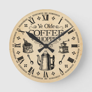 Vintage Coffee Shop Runde Wanduhr