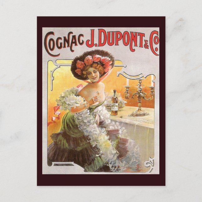 Vintage Cognac-Werbung Postkarte (Vorderseite)