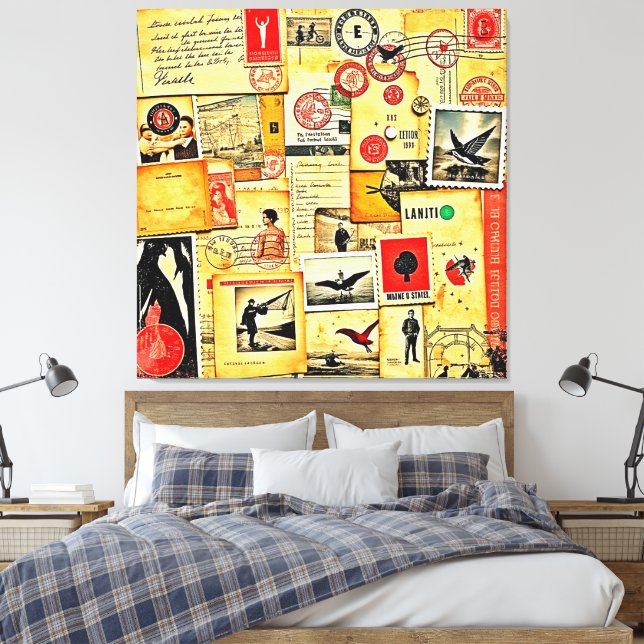 Vintage Collage Art Leinwanddruck (Insitu (Schlafzimmer))
