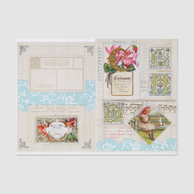 Vintage Collage-Bilder Seidenpapier (Vorderseite)