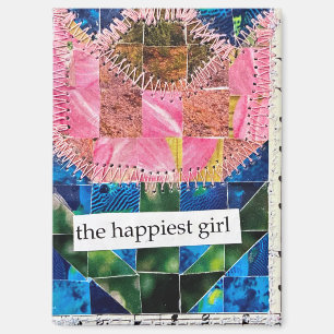 Vintage Collage Kunst Druck Tulpen Quilt Glücklich Magnet