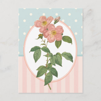 Vintage Collage Pink Roses Botanische Printwerbung Postkarte