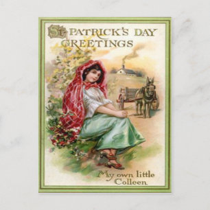 Vintage-Colleen-St.-Patrick's-Day-Karte Postkarte