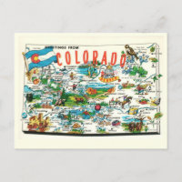 Vintage Colorado Karte Postkarte