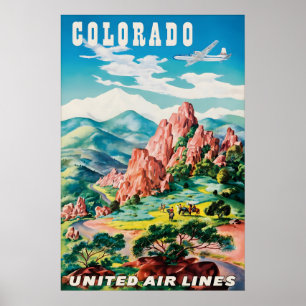 Vintage Colorado Reiseplakat Druck, Rocky Poster