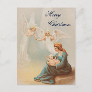 Vintage coloré Marie avec carte de bébé Jésus