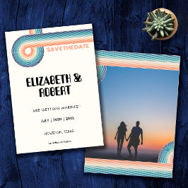 Vintage Colorful 70'S Theme Retro Photo Wedding Save The Date