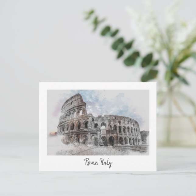 Vintage Colosseum Postkarte - Rom Art Reisen (Stehend Vorderseite)