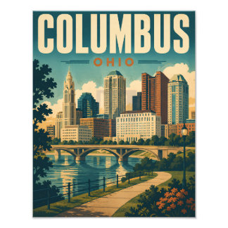 Vintage Columbus Ohio Skyline Fotodruck