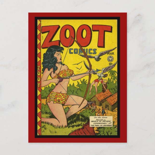 Vintage Comic Buchabdeckungen auf Postkarte (Vorderseite)