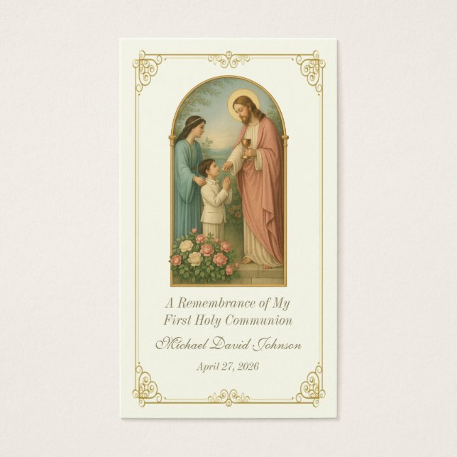 Vintage Communion Catholic Remembrance Holy Card (Vorderseite)