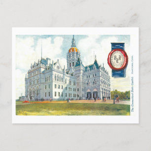 Vintage Connecticut-Hauptstadt mit Siegel Postkarte