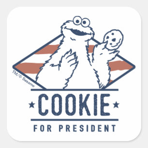 Vintage Cookie Monster als Präsident Quadratischer Aufkleber