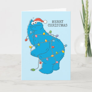 Vintage Cookie Monster Weihnachtsbeleuchtung Karte