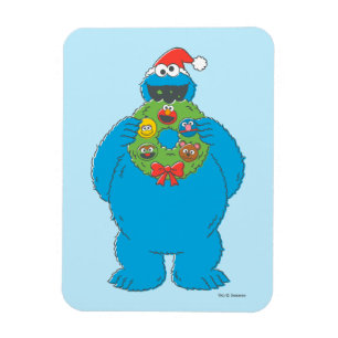 Vintage Cookie Monster Weihnachtskranz Magnet