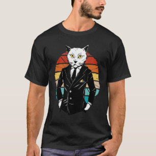 Vintage Coole Gangster-Katze trägt einen Anzug Kat T-Shirt
