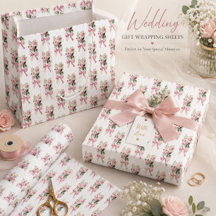 Vintage Coquette Aquarell-Rosa-Rosen- und Schleife Große Geschenktüte
