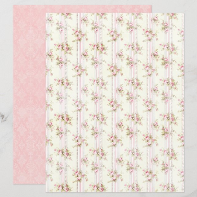 Vintage Coquette Rose Floral Scrapbook Paper (Vorne/Hinten)